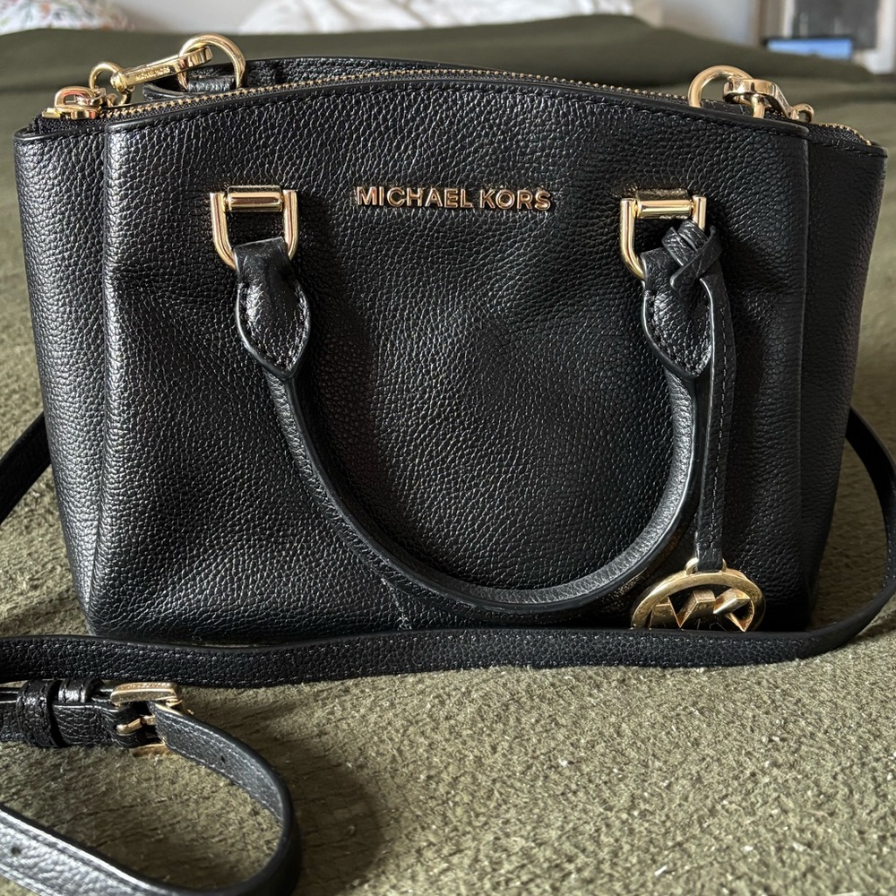Michael Kors Black Satchel with Gold Hardware